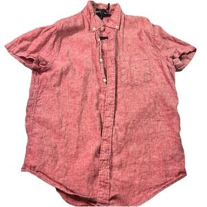 J‎ Crew Men's Short Sleeve Button Down Linen Blend Shirt Suze Medium EUC